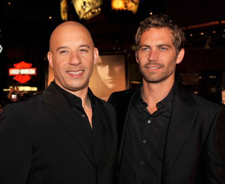 Vin Diesel and Paul Walker arrive at the premiere "Fast & Furious" in 2009. 