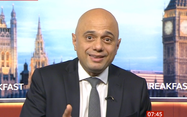 Health secretary Sajid Javid discussing
