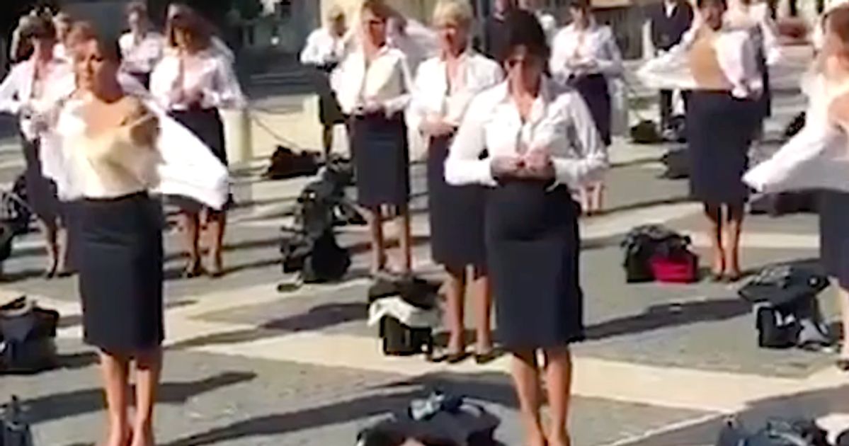 Ex-Alitalia Flight Attendants Strip In Labor Protest | HuffPost UK ...