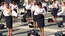 Ex-Alitalia Flight Attendants Strip In Labor Protest Ex-Alitalia Flight Attendants Strip In Labor Protest