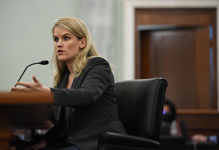 Facebook whistleblower, Frances Haugen appears before the Senate Commerce, Science, and Transportation Subcommittee at the Russell Senate Office Building on Oct 05, 2021, in Washington, D.C. 