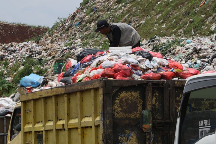 Piles of plastic waste in Indonesia.