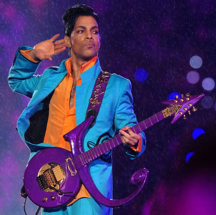 Prince performs at half time during Super Bowl XLI between the Indianapolis Colts and Chicago Bears at Dolphins Stadium in Miami on Feb. 4, 2007. 