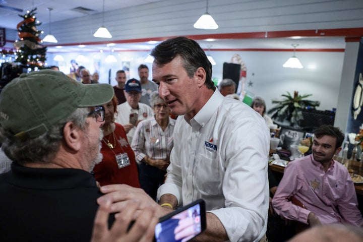 Republican Glenn Youngkin, seen here campaigning in Virginia Beach, has made education a major issue in the Virginia governor’s race, putting him within striking distance of former Democratic Gov. Terry McAuliffe.