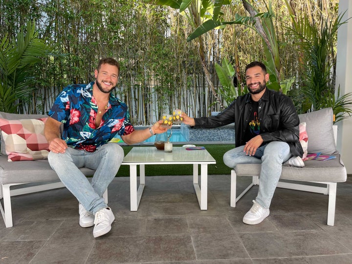 Colton Underwood (left) and Johnny Sibilly on Season 3 of "Logo Live."