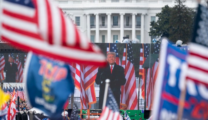 Then-President Donald Trump speaks to supporters on Jan. 6, 2021, as Congress prepares to certify the Electoral College votes. 