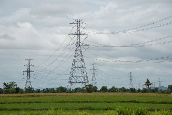 High voltage poles in the fields