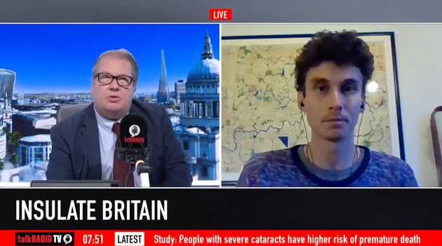 TalkRADIO host Mike Graham speaking to Insulate Britain spokesperson Cameron