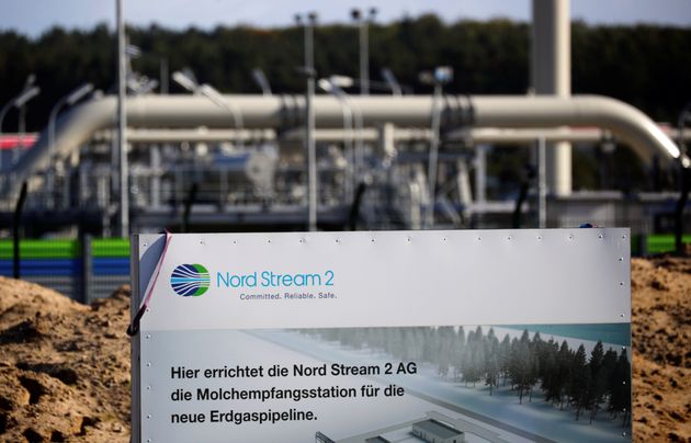 The landfall facility of the Baltic Sea pipeline Nord Stream 2 is pictured in Lubmin, Germany, September...