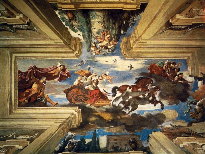Η τοιχογραφία της Aurora, της ρωμαϊκής θεάς της αυγής, η οποία ζωγραφίστηκε για τον ανιψιό του Πάπα Γρηγορίου του 15ου, Αλεσάντρο Λουντοβίζι. 