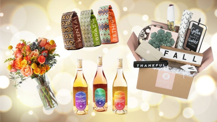 Clockwise from left: <a href="https://urbanstems.com/subscriptions?ranMID=43912&ranEAID=Zb4jl9GtVeY&ranSiteID=Zb4jl9GtVeY-aNDtOQfxb04grGnp8utBlQ&utm_content=Huff+Post&utm_campaign=10&utm_medium=affiliates&utm_source=RAN" target="_blank" role="link" rel="sponsored" class=" js-entry-link cet-external-link" data-vars-item-name="a "seasonal" set from UrbanStems" data-vars-item-type="text" data-vars-unit-name="6172ea57e4b09314320a9812" data-vars-unit-type="buzz_body" data-vars-target-content-id="https://urbanstems.com/subscriptions?ranMID=43912&ranEAID=Zb4jl9GtVeY&ranSiteID=Zb4jl9GtVeY-aNDtOQfxb04grGnp8utBlQ&utm_content=Huff+Post&utm_campaign=10&utm_medium=affiliates&utm_source=RAN" data-vars-target-content-type="url" data-vars-type="web_external_link">a "seasonal" set from UrbanStems</a>, <a href="https://atlascoffeeclub.com/" target="_blank" role="link" rel="sponsored" class=" js-entry-link cet-external-link" data-vars-item-name="Atlas Coffee Club" data-vars-item-type="text" data-vars-unit-name="6172ea57e4b09314320a9812" data-vars-unit-type="buzz_body" data-vars-target-content-id="https://atlascoffeeclub.com/" data-vars-target-content-type="url" data-vars-type="web_external_link">Atlas Coffee Club</a>,<a href="https://www.decocrated.com/?sscid=a1k5_wsqki&utm_source=shareasale&utm_medium=affiliate&utm_campaign=314743&utm_content=1415293" target="_blank" role="link" rel="sponsored" class=" js-entry-link cet-external-link" data-vars-item-name="a box from Decorated" data-vars-item-type="text" data-vars-unit-name="6172ea57e4b09314320a9812" data-vars-unit-type="buzz_body" data-vars-target-content-id="https://www.decocrated.com/?sscid=a1k5_wsqki&utm_source=shareasale&utm_medium=affiliate&utm_campaign=314743&utm_content=1415293" data-vars-target-content-type="url" data-vars-type="web_external_link">a box from Decorated</a>, and <a href="https://www.winc.com/try/lp1dynamicdiscount?caid=5911928&utm_source=Affiliate&irclickid=UsD34HzBaxyITPl2ylUq9zCEUkBS8dSVI0TUXc0&irgwc=1&utm_source=affiliates&ircid=9573&irpid=468058&caid=3889396&irclickid=UsD34HzBaxyITPl2ylUq9zCEUkBS6BzpI0TUXc0&irgwc=1&utm_source=affiliates&ircid=9573&irpid=10078" target="_blank" role="link" rel="sponsored" class=" js-entry-link cet-external-link" data-vars-item-name="Winc. " data-vars-item-type="text" data-vars-unit-name="6172ea57e4b09314320a9812" data-vars-unit-type="buzz_body" data-vars-target-content-id="https://www.winc.com/try/lp1dynamicdiscount?caid=5911928&utm_source=Affiliate&irclickid=UsD34HzBaxyITPl2ylUq9zCEUkBS8dSVI0TUXc0&irgwc=1&utm_source=affiliates&ircid=9573&irpid=468058&caid=3889396&irclickid=UsD34HzBaxyITPl2ylUq9zCEUkBS6BzpI0TUXc0&irgwc=1&utm_source=affiliates&ircid=9573&irpid=10078" data-vars-target-content-type="url" data-vars-type="web_external_link">Winc. </a>