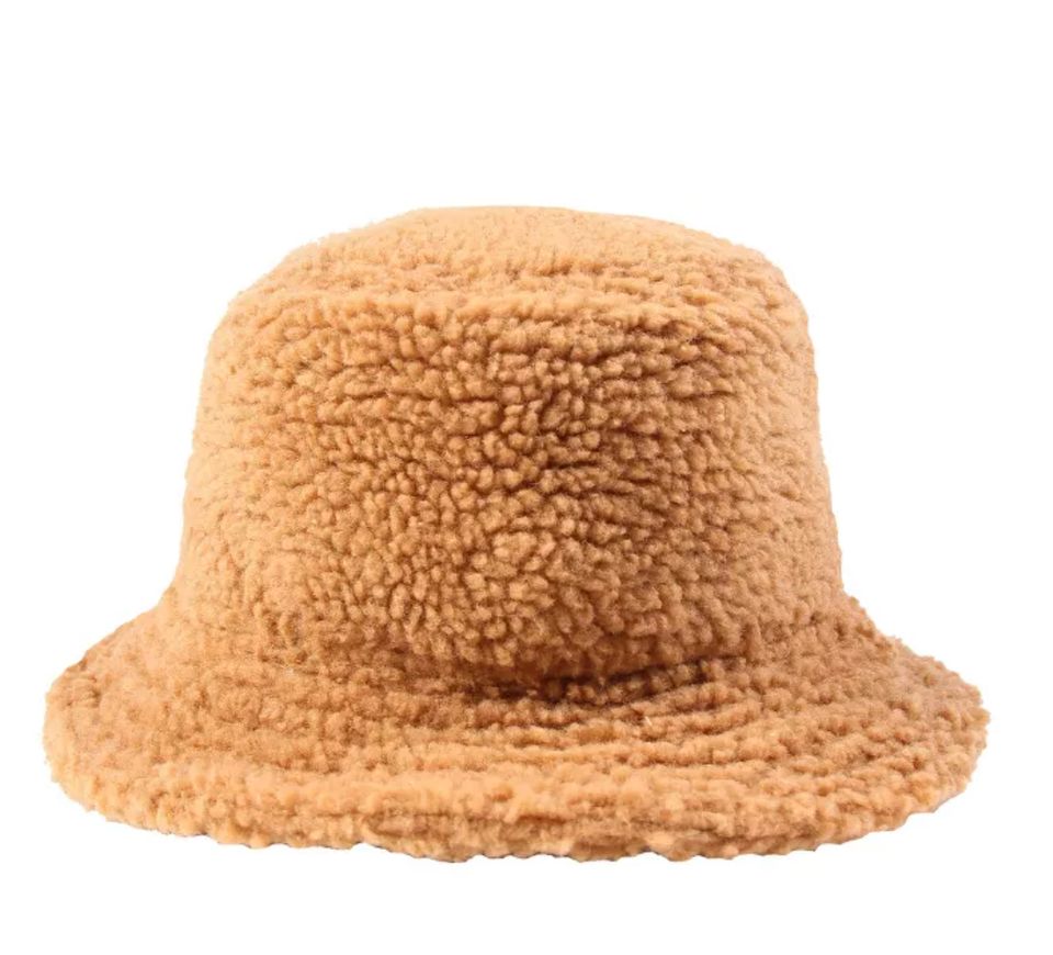 A faux sherpa bucket hat