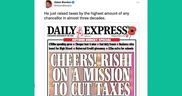 The Daily Express' front page for October 28 was