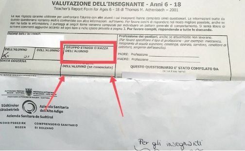 In Alto Adige la Asl chiede la "razza" degli alunni su un modulo In Alto Adige la Asl chiede la "razza" degli alunni su un modulo