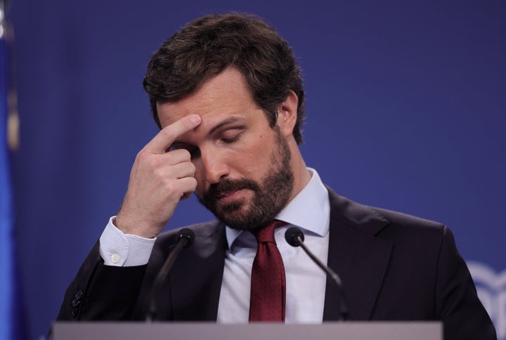 Pablo Casado, en la sede del PP.