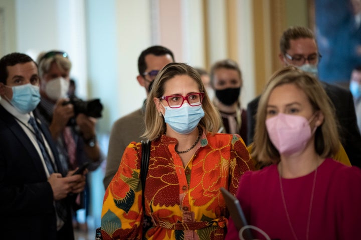 Sen. Kyrsten Sinema (D-Ariz.) was a major opponent of Democrats' proposed prescription drug price reforms. (Photo by Drew Angerer/Getty Images)