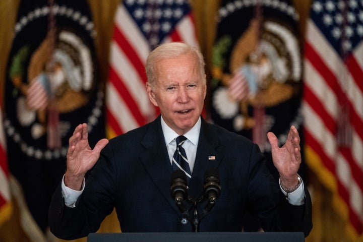 President Joe Biden delivers remarks on his Build Back Better agenda from the East Room of the White House after meeting with members of the House Democratic Caucus at the U.S. Capitol.