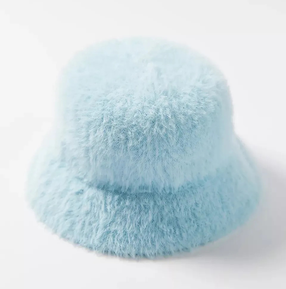 fluffy blue hat