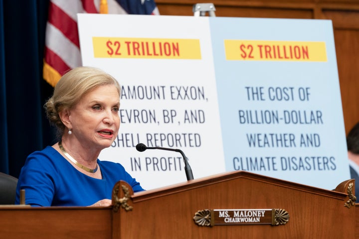 Rep. Carolyn Maloney (D-N.Y.), chairwoman of the House Committee on Oversight and Reform, speaks at Thursday's hearing.