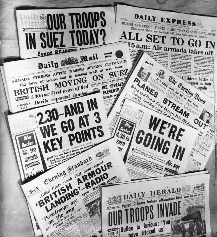 Οκτώβριο 1956 πρωτοσέλιδα βρετανικών εφημερίδων