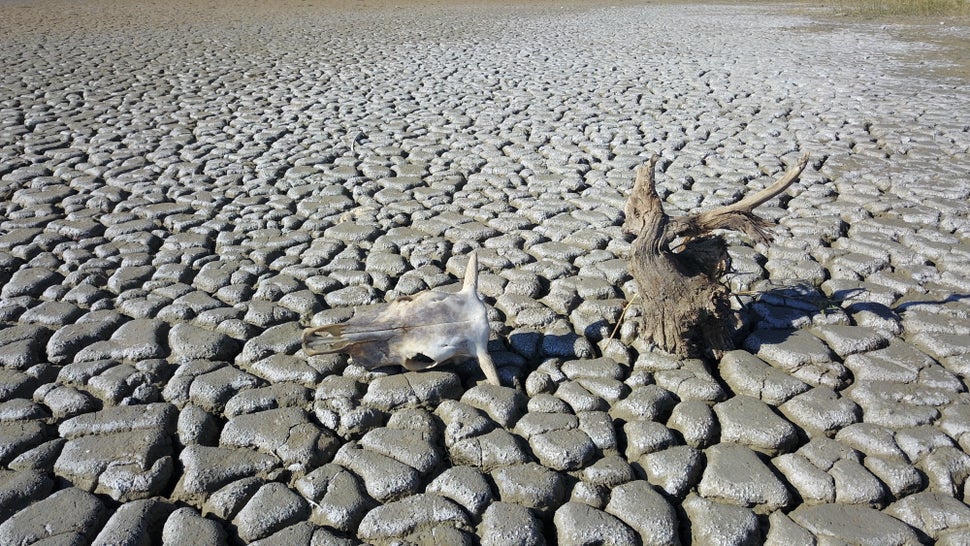 A view of the dried-out surface of Lake Van basin in Turkey on Oct. 22, 2021.