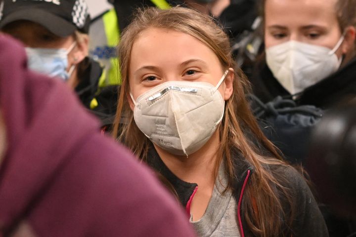 Greta Thunberg has not been officially invited to speak at the COP26 gathering in Glasgow but was swamped by activists when she arrived in the city.