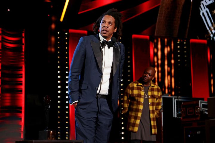 Jay-Z speaks onstage during the 36th Annual Rock & Roll Hall of Fame Induction Ceremony.