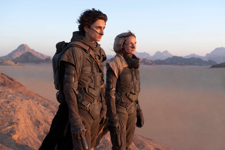 Timothee Chalamet and Rebecca Ferguson in a scene from "Dune."
