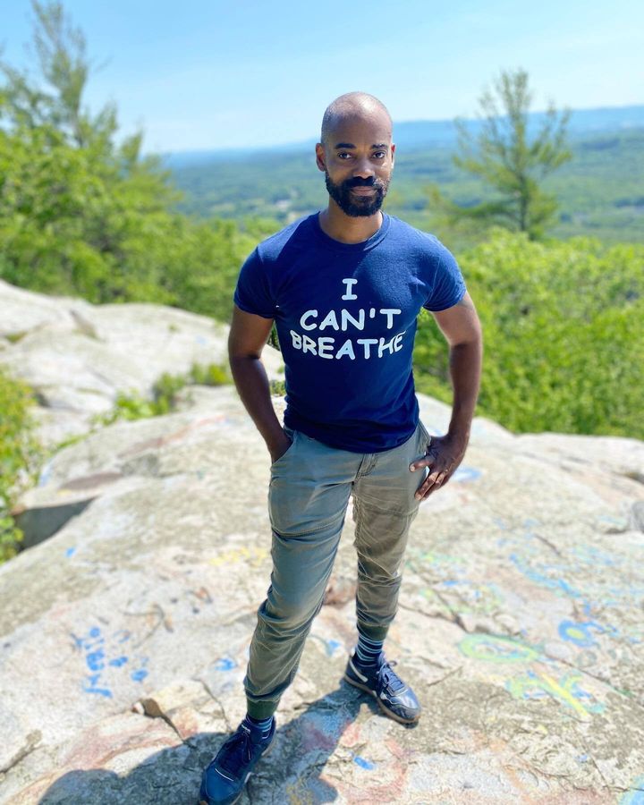 The author hiking Monument Mountain in Great Barrington, Massachusetts, during the pandemic while BLM protests were going on around the world.