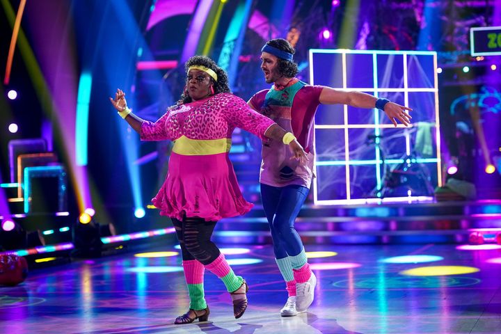 Judi Love and Graziano Di Prima performing during Strictly's Halloween special