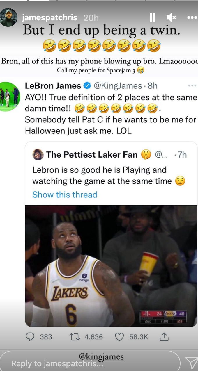 Patrick Christopher posted an Instagram Story about the mixup.