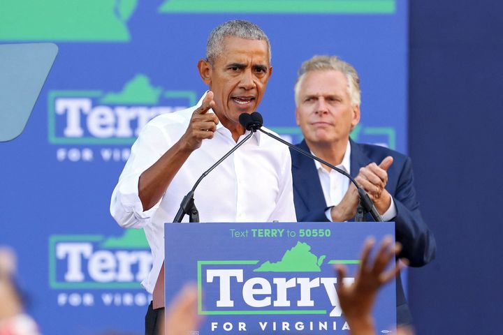 Former President Barack Obama campaigned with McAuliffe in the race's final weeks, and attempted to turn out voters by arguing that Youngkin and the GOP posed a direct threat to American democracy. 
