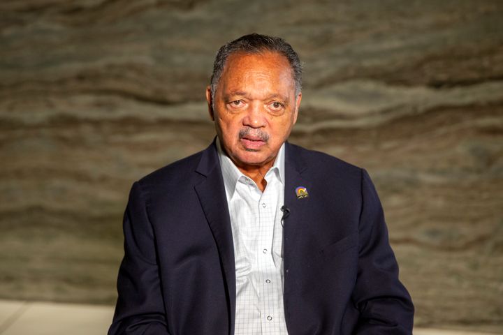Rev. Jesse Jackson sits for an interview in Minneapolis, Minnesota, on Wednesday, April 21, 2021. 