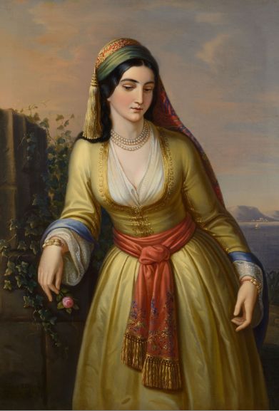 Θεόδωρος Βρυζάκης (1814-1878) Η Κόρη των Αθηνών 1860 Ελαιογραφία σε μουσαμά97.57x1 εκ