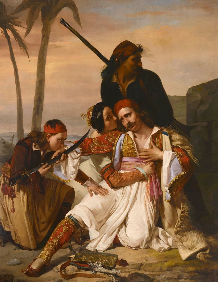 Ludovico Lipparini (1800-1856) Ο θάνατος του Λάμπρου Τζαβέλλα, 1840 Ελαιογραφία σε καμβά 220x170εκ