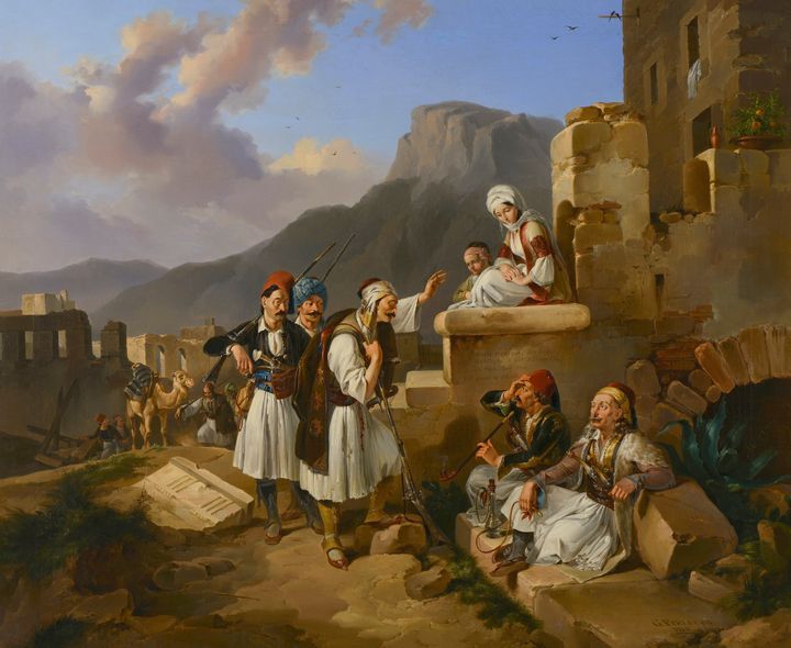 Johann Georg Christian Perlberg (1806-1884) Σκηνή από την Επανάσταση 1839 Ελαιογραφία σε καμβά 70x84εκ