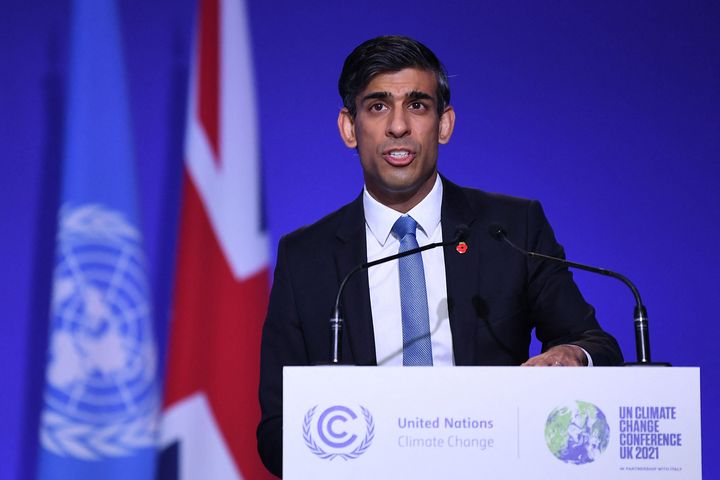 Chancellor Rishi Sunak speaking at the UN's climate conference, COP26, on Wednesday