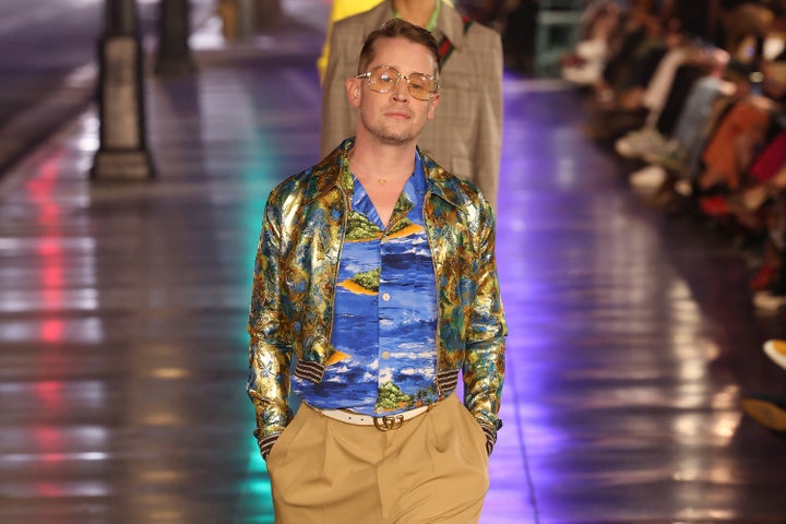 Macaulay Culkin walks the runway at the 2021 Gucci Love Parade down Hollywood Boulevard on Nov. 2, 2021, in Hollywood, California.