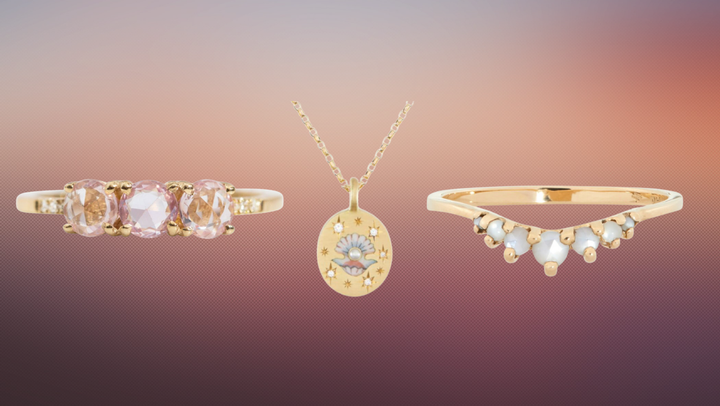 From left to right: La Vie En Rose ring, The Clam & Pearl necklace, Beacen Mother of Pearl ring.