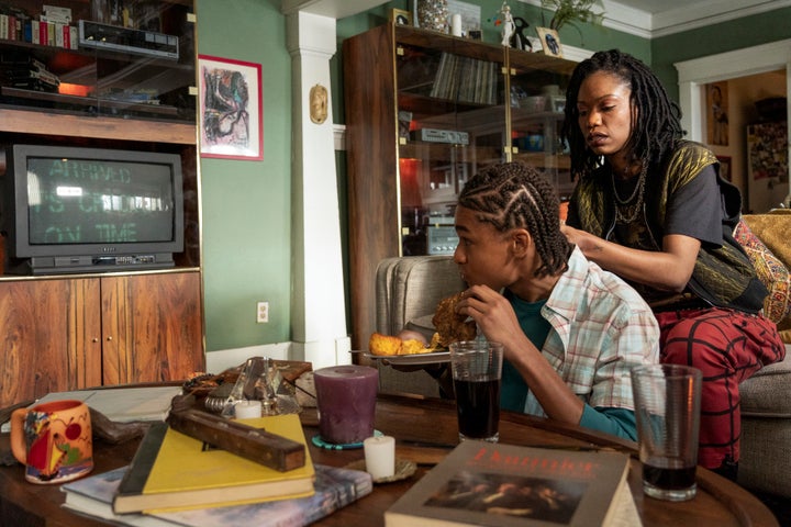Jaden Michael as young Colin and Xosha Roquemore as Erica in episode 101 of "Colin in Black and White."