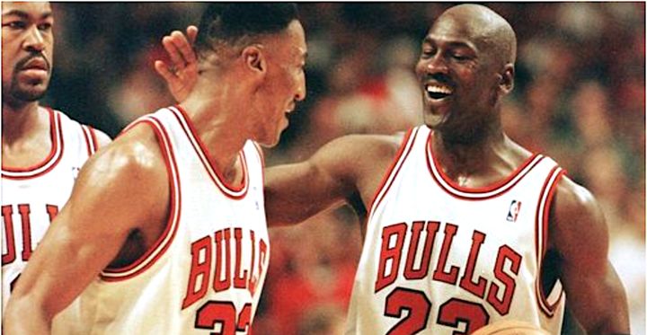 Scottie Pippen and Michael Jordan back in the days of the Bulls' dynasty.