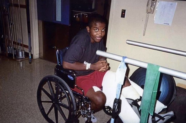 The author in physical therapy at Evans Army Community Hospital in Ft. Carson, Colorado, in 2007.