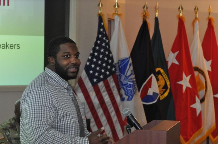 The author speaking at Shaw Air Force Base in South Carolina in 2016.