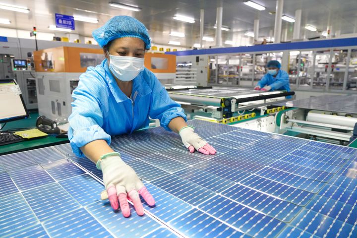 Inside a solar factory in China's Jiangsu Province. Tariffs could help spur U.S. production of solar panels, but it could also work against mitigating climate change.