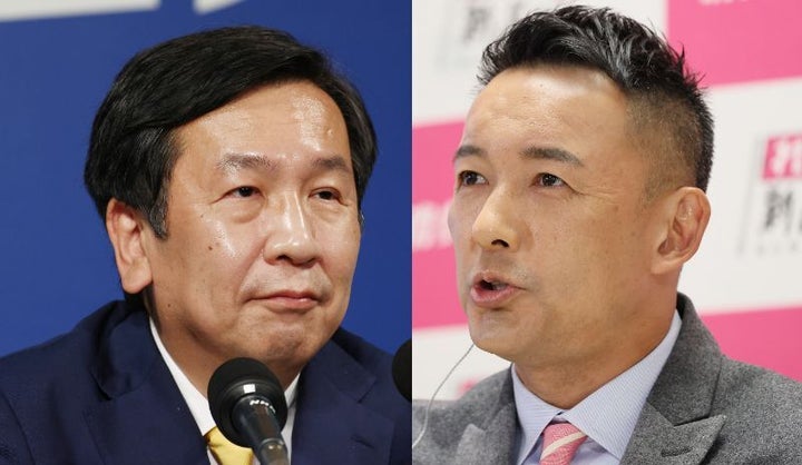 立憲民主党の枝野幸男代表とれいわ新選組の山本太郎代表