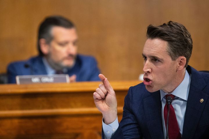 Sen. Josh Hawley (R-Mo.) scolded a Justice Department official at a hearing last month over a Biden administration effort to increase protection for school board members who are facing threats.