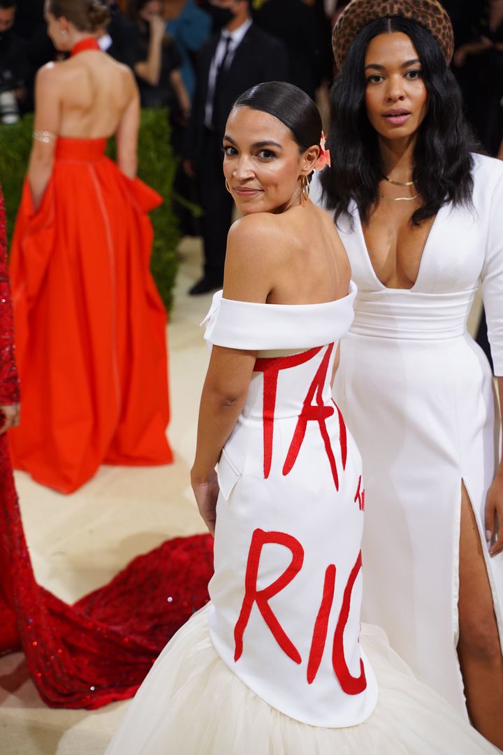 Rep. Alexandria Ocasio-Cortez wore a "Tax the Rich" dress to the Met Gala.