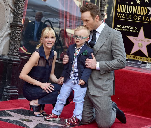 Chris Pratt, son ex-femme Anna Farris et leur fils Jack Pratt à Hollywood en Californie, le 21 avril 2017.