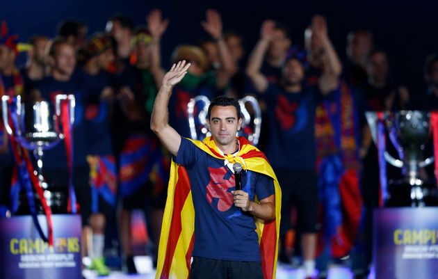 Xavi Hernandez, au Camp Nou à Barcelone en Espagne, le 7 juin 2015, après avoir remporté...