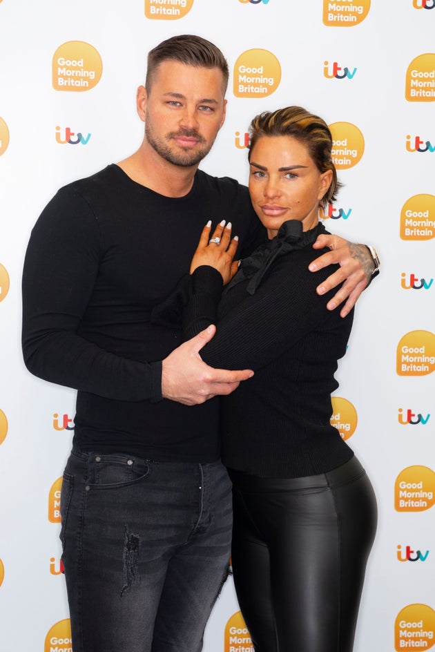 Carl Woods and Katie Price backstage at Good Morning Britain earlier this